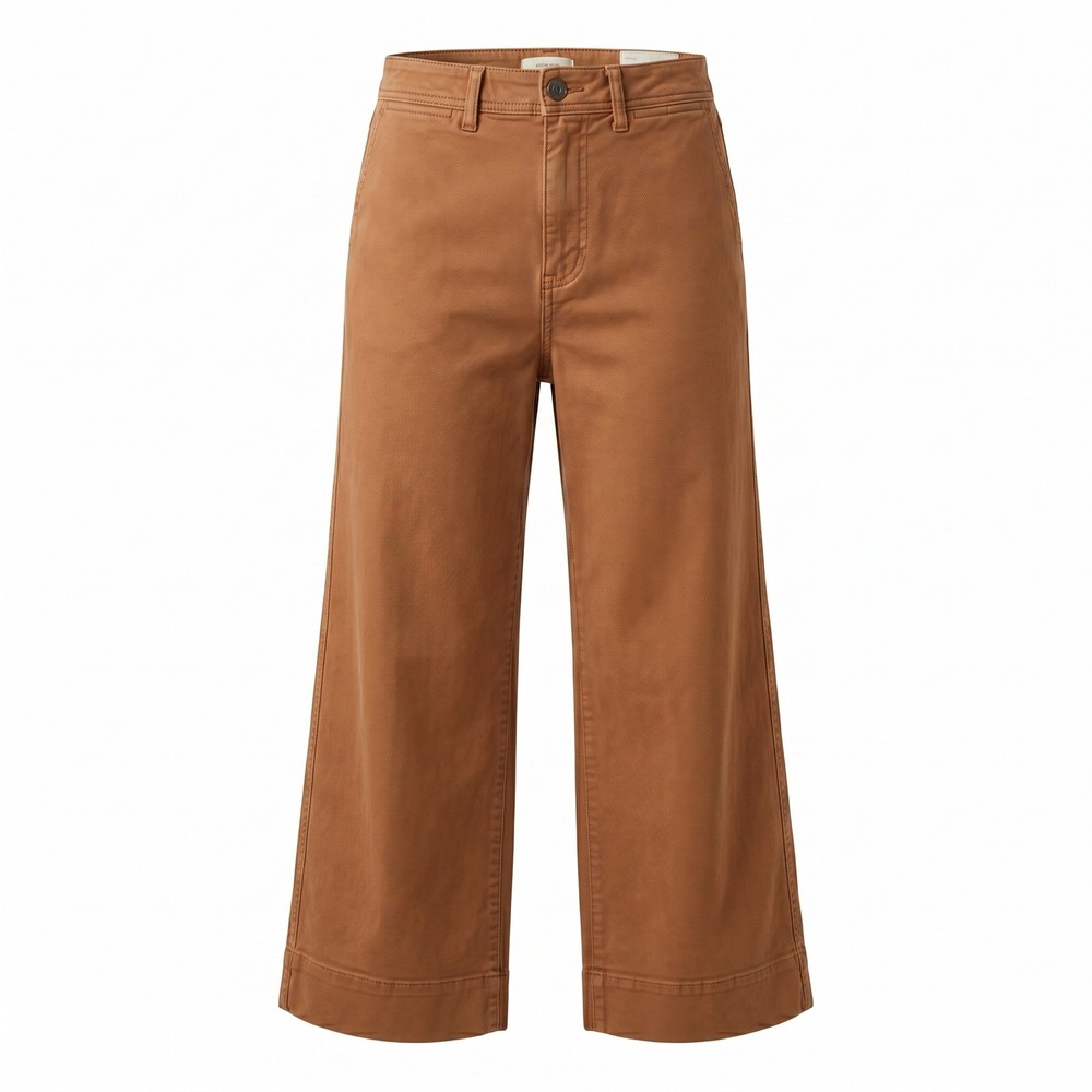 Gap High Rise Wide-Leg Crop Pants Brown Chino Cotton Twill Trousers Size 10
